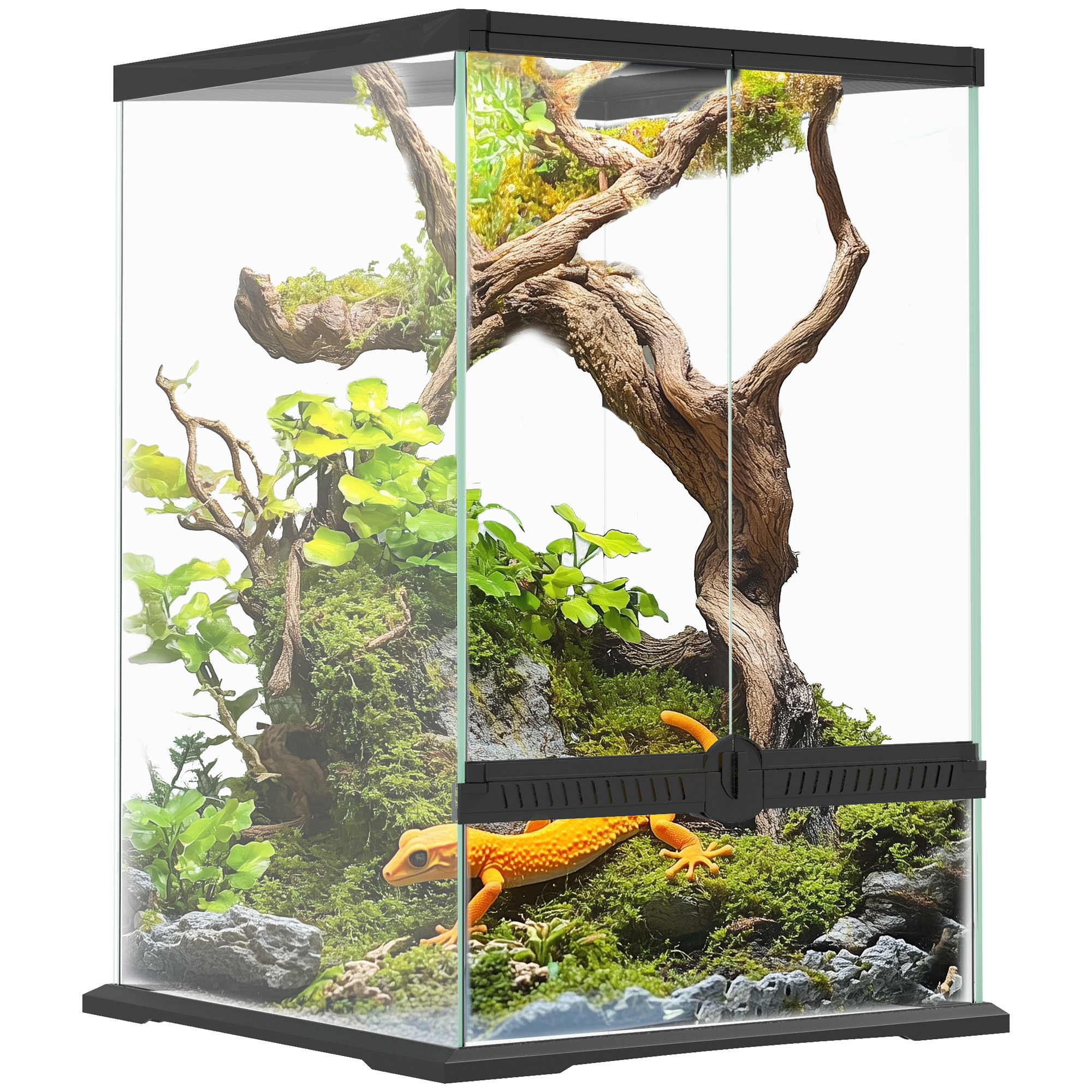 PawHut 40L Vivarium For Lizards, Frogs, Snakes, Turtles, Tortoises W/ Anti-Escape Design, Ventilation