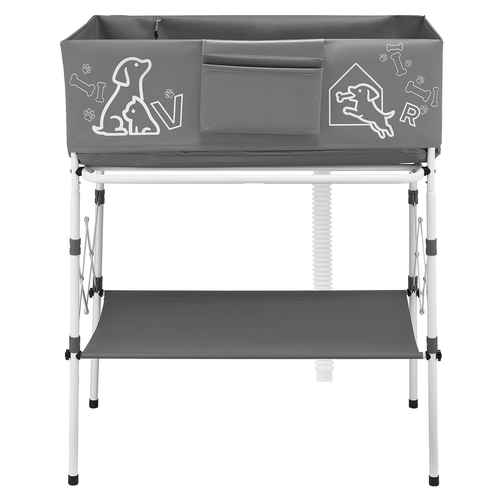 Dog Bathtub, Elevated Dog Bath Tub, Collapsible Pet Bathing Grooming Wash Station, Portable Foldable Space-saving, With Built-In Drain Hose For Small And Medium Pet Cat Indoor & Outdoor, Gray