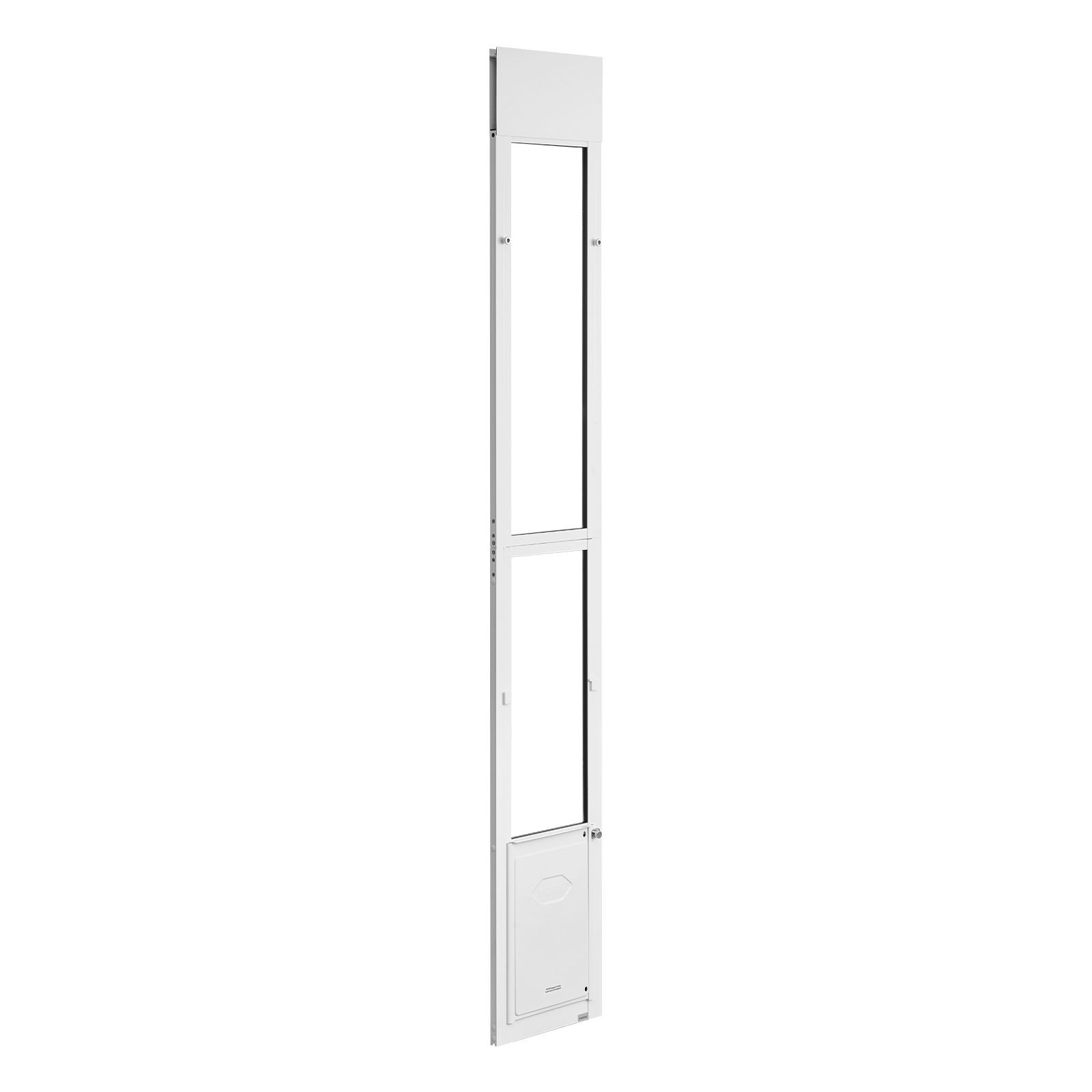 Dog Door For Sliding Glass Door, 75 7 8 To 80 11 16 Adjustable Height, Aluminum Alloy Frame With Flap, Rotating Hinge, Lock Design, For Medium-Sized Dogs, Sliding Glass Pet Doors For Renters