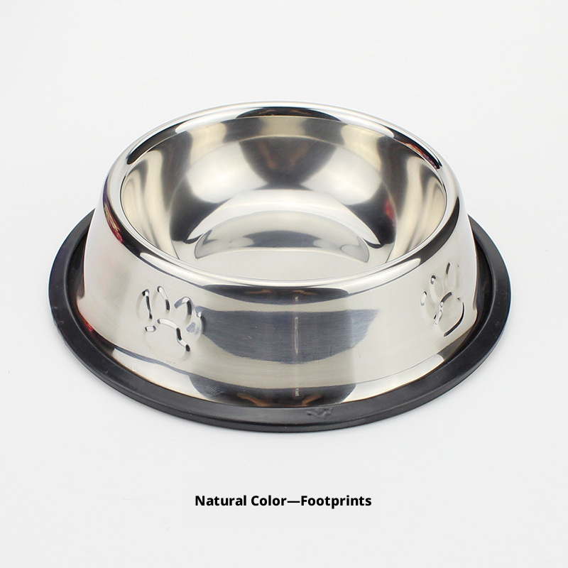 Stainless steel dog basin-natural color footprint-size 1, 15cm-1 piece-bagged