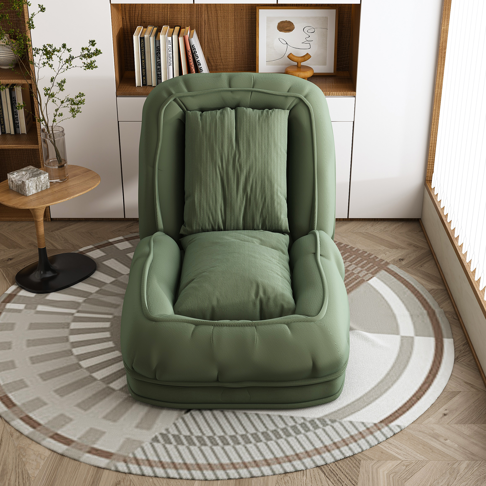 Upholstered Human Dog Bed For Adults And Pets, Foldable Lazy Sofa Bed With 5 Adjustable Position, Includes 2 Soft Pillows For Bedroom, Living Room, Reading Corner Green
